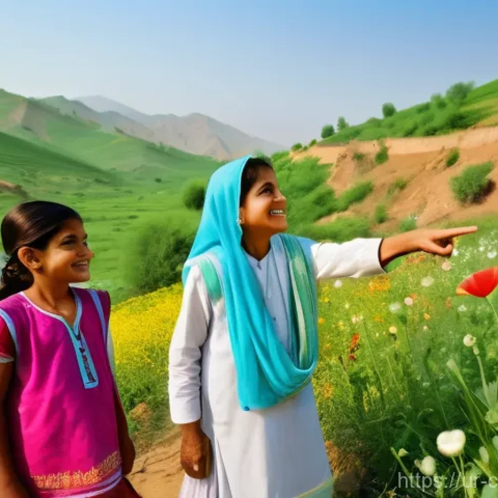 숲교육 커리큘럼의 지속 가능한 개발 - A vibrant and heartwarming scene of a diverse group of Pakistani children, aged 6-12, joyfully engag...