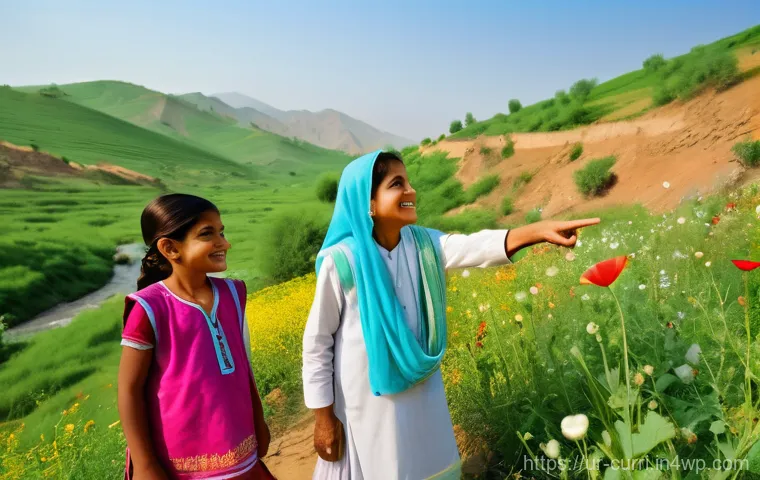 숲교육 커리큘럼의 지속 가능한 개발 - A vibrant and heartwarming scene of a diverse group of Pakistani children, aged 6-12, joyfully engag...