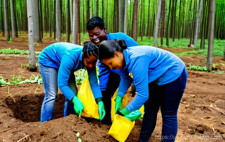 숲교육을 위한 커뮤니티 참여 - **Prompt 2: Children's Forest Discovery Day**
    "A vibrant and lively scene of a group of diverse ...