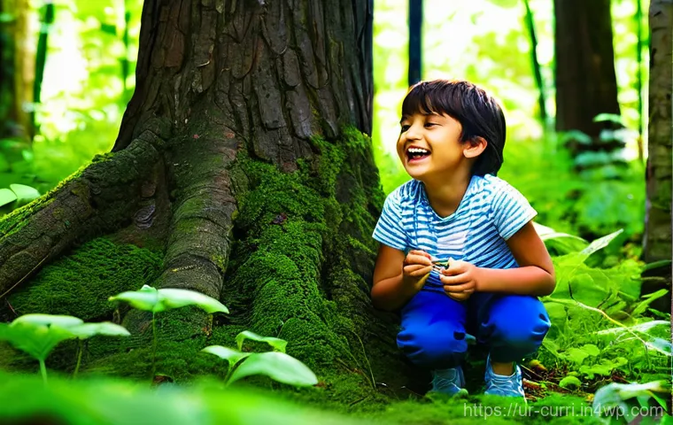 숲교육에서의 팀워크 개발 - **Prompt 1: Forest Teamwork Challenge**
    "A group of diverse children, aged 8-12, are collaborati...