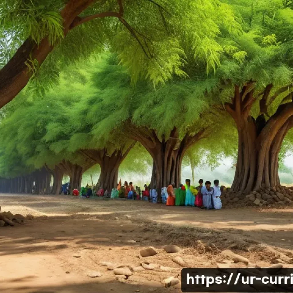 숲교육의 생태적 가치 - A serene forest scene in a lush green woodland in Pakistan, featuring a diverse group of children we...
