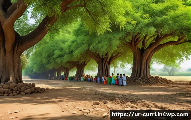 숲교육의 생태적 가치 - A serene forest scene in a lush green woodland in Pakistan, featuring a diverse group of children we...