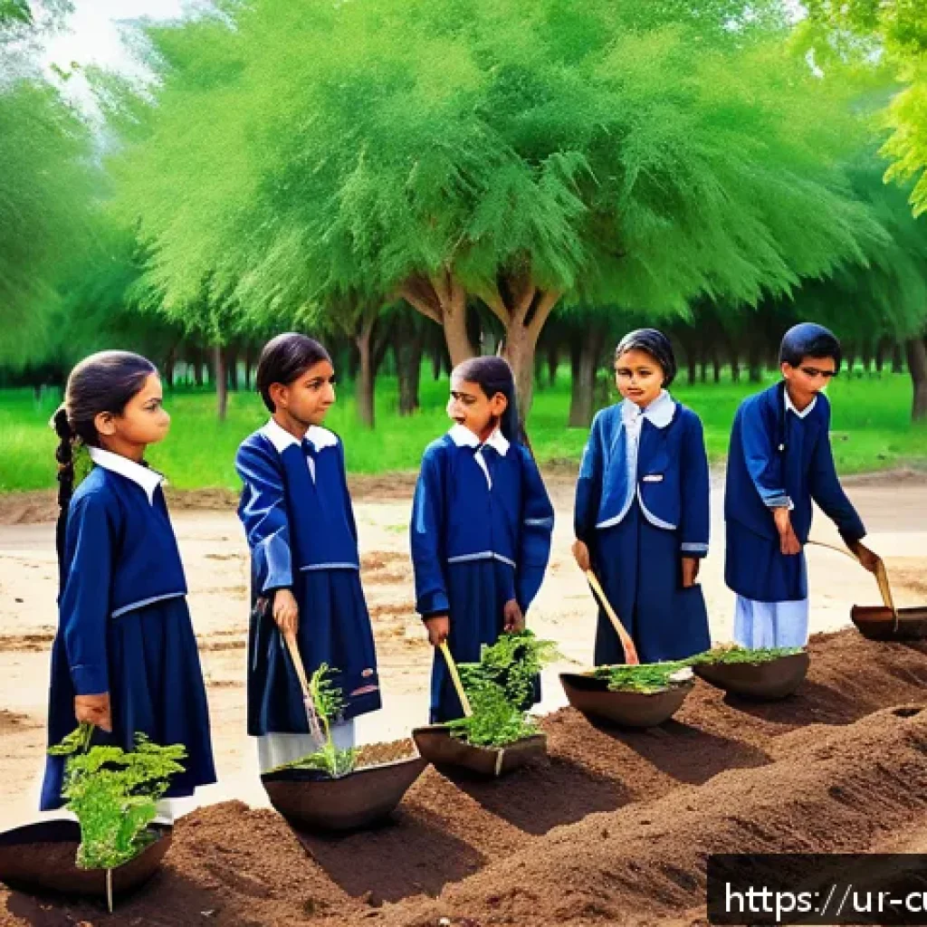 숲교육과 사회적 연대 - A vibrant outdoor classroom scene in a lush forest near a rural Pakistani village, showing a diverse...