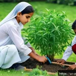 Home 23 숲교육 커리큘럼 기획 시 유의사항 - A group of diverse Pakistani children, ages 7-10, wearing modest clothing and school uniforms, engag...