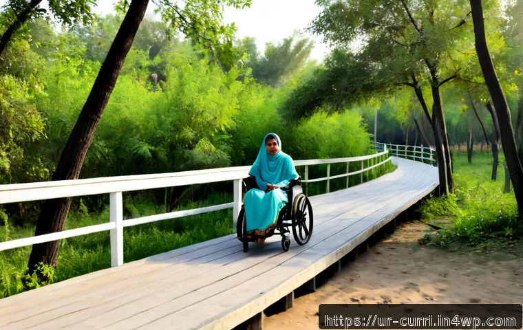 Home 17 숲교육과 장애인 접근성 - Photorealistic inclusive forest education session in Pakistan, a wheelchair user and diverse schoolc...